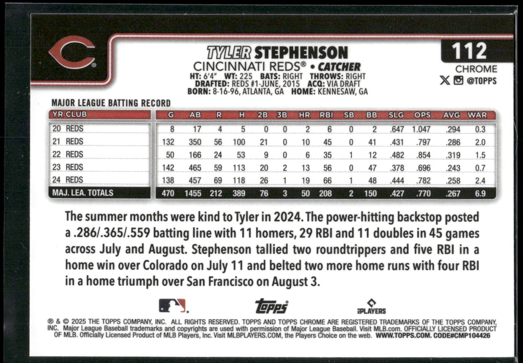 2025 Topps Chrome #112 Tyler Stephenson