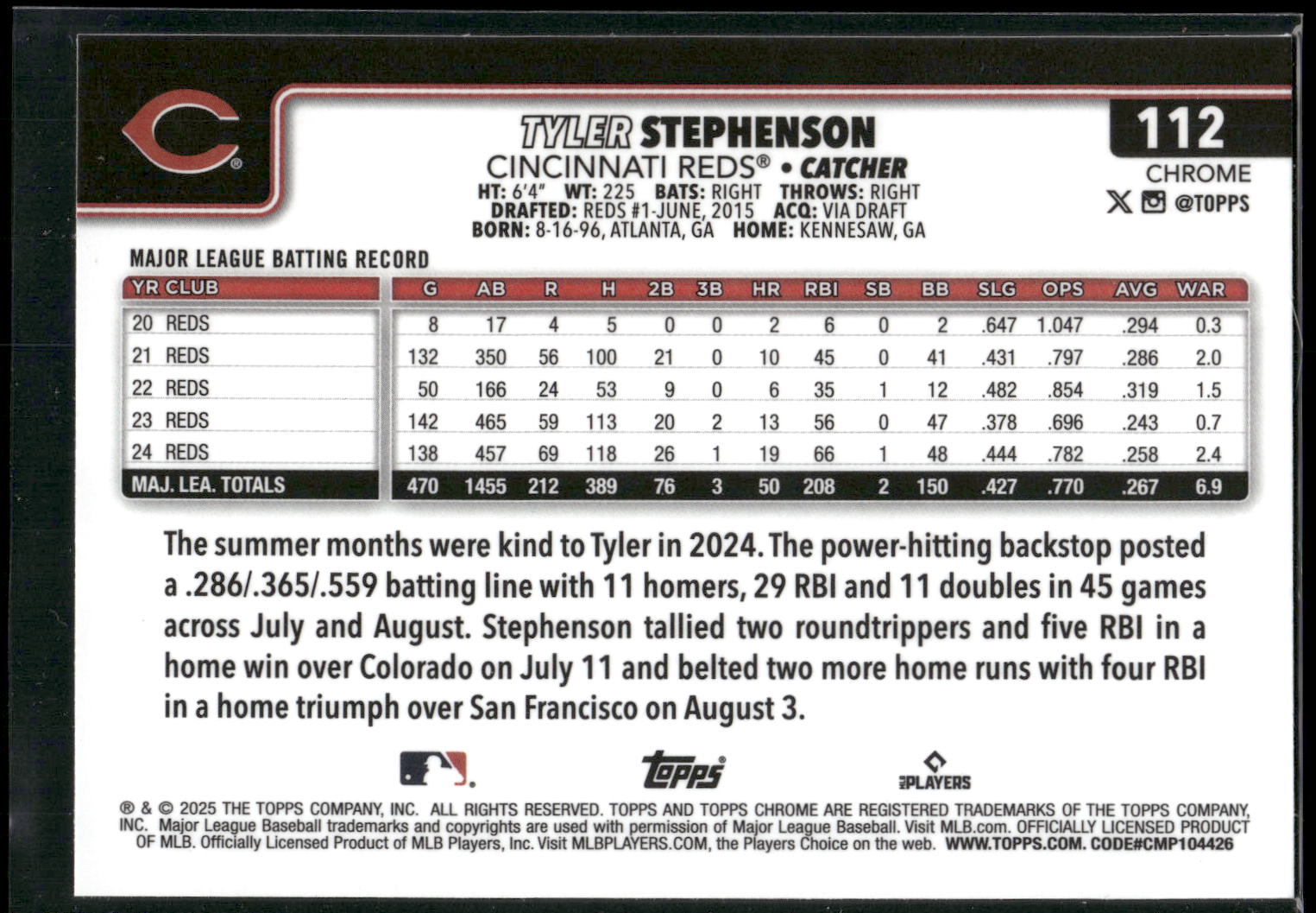 2025 Topps Chrome #112 Tyler Stephenson