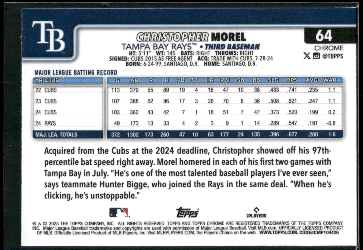 2025 Topps Chrome #64 Christopher Morel
