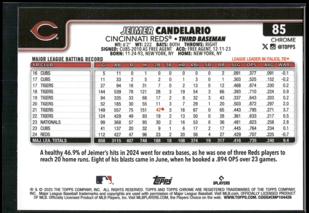 2025 Topps Chrome #85 Jeimer Candelario