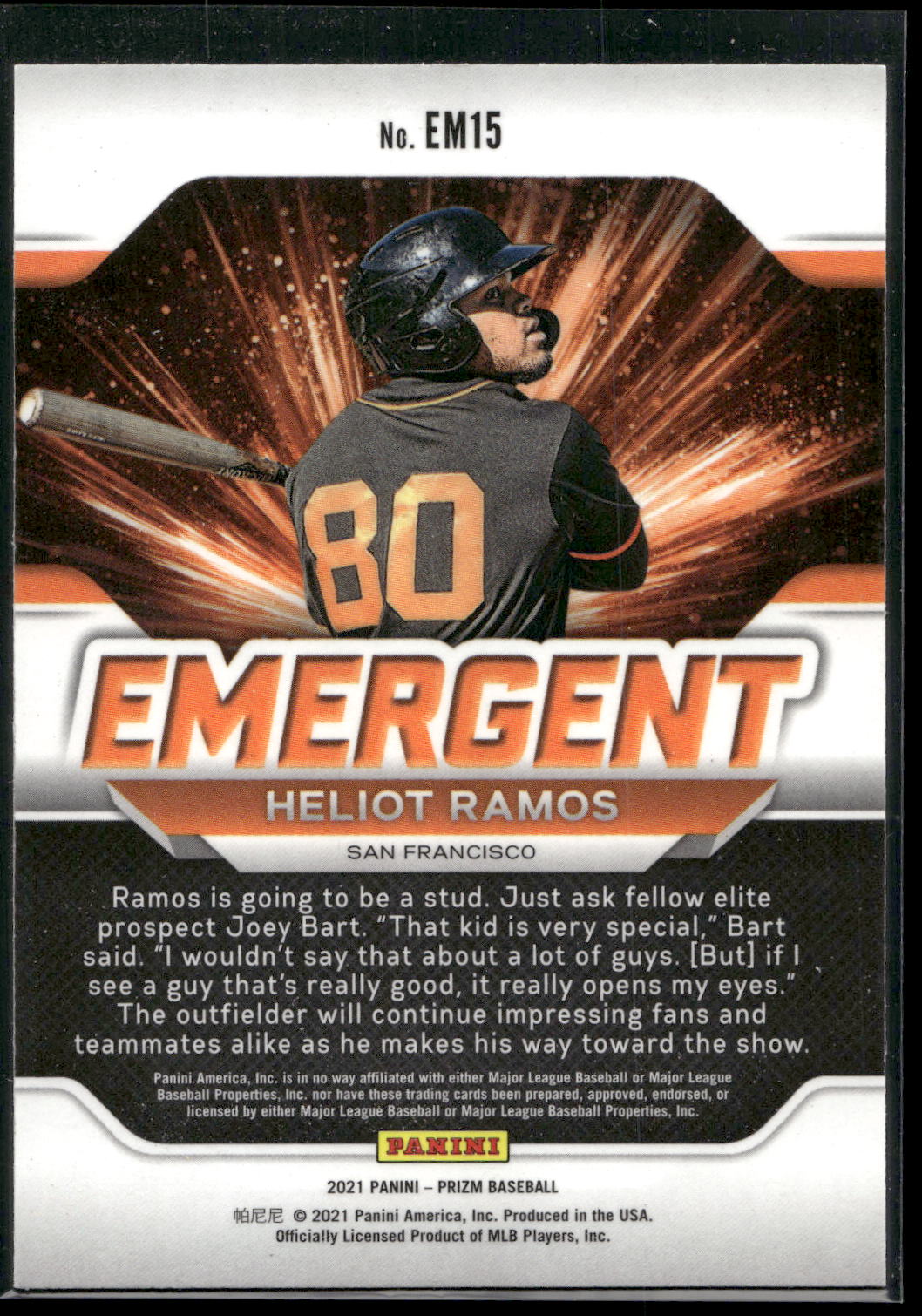 2021 Panini Prizm #EM15 Heliot Ramos Emergent