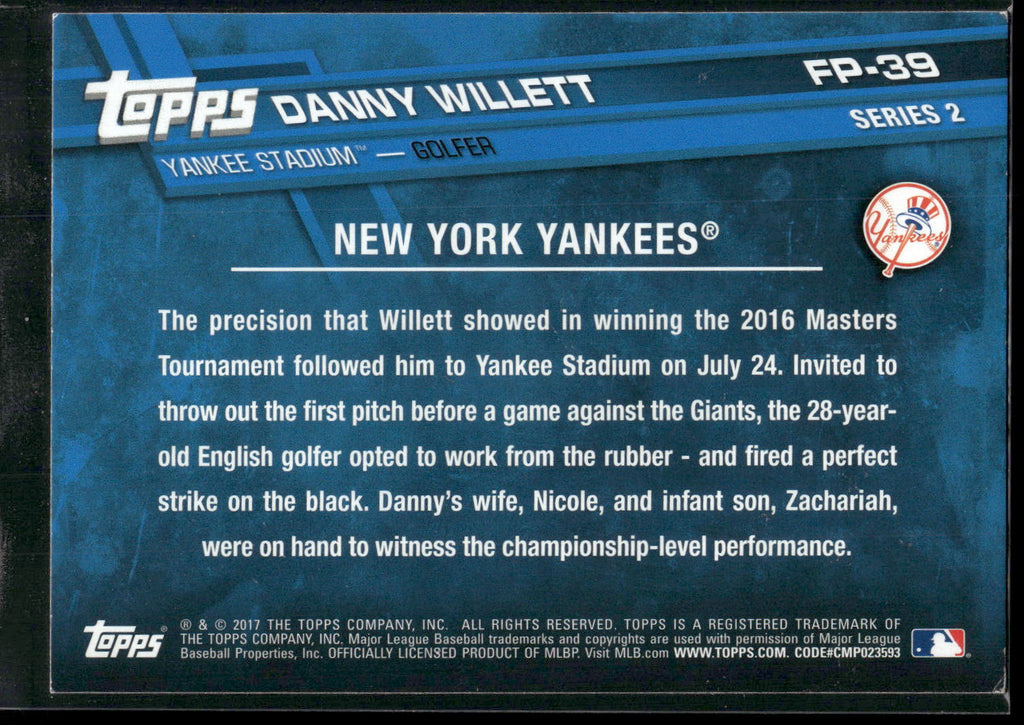 2017 Topps #FP-39 Danny Willett First Pitch