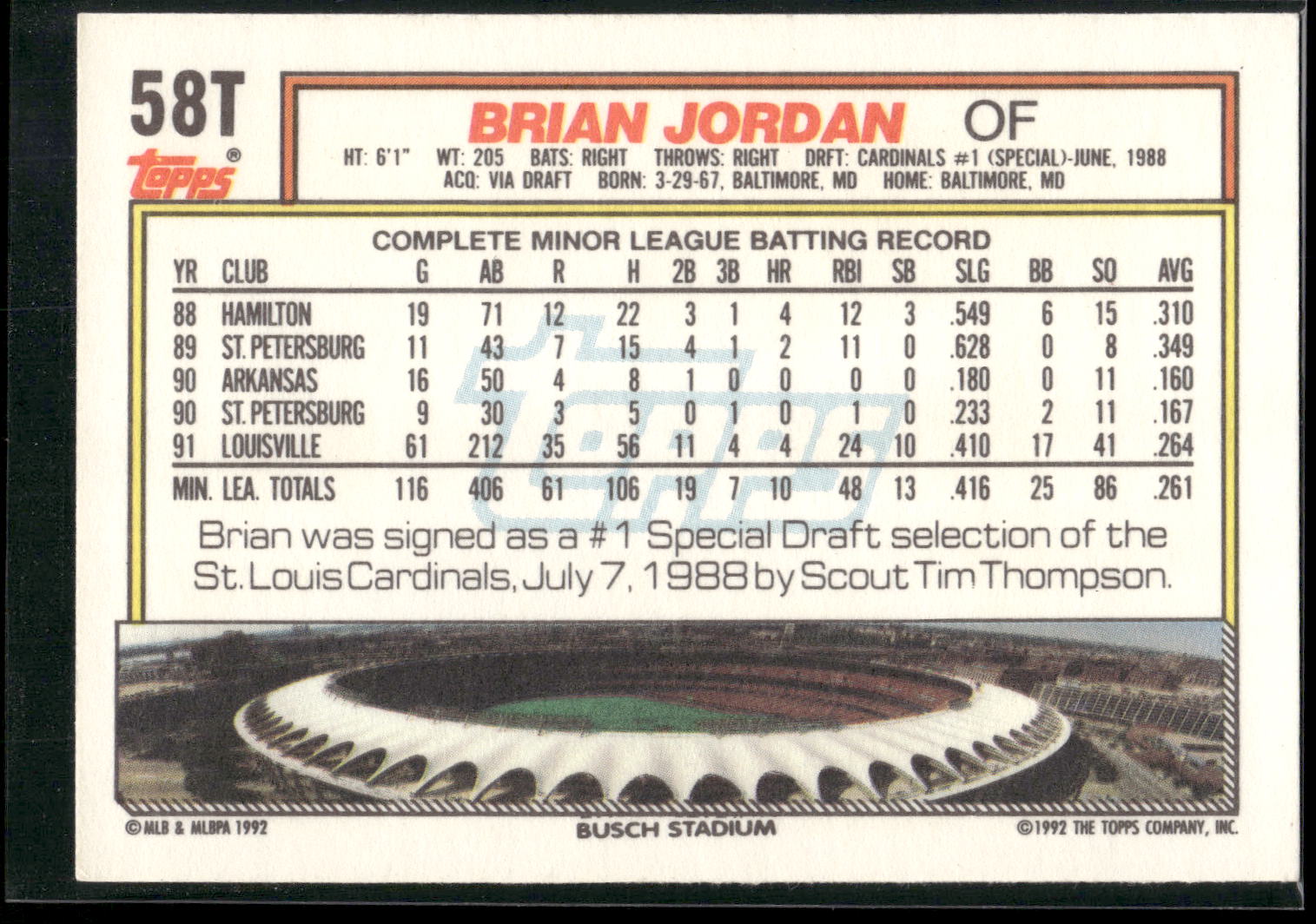 1992 Topps Traded #58T Brian Jordan