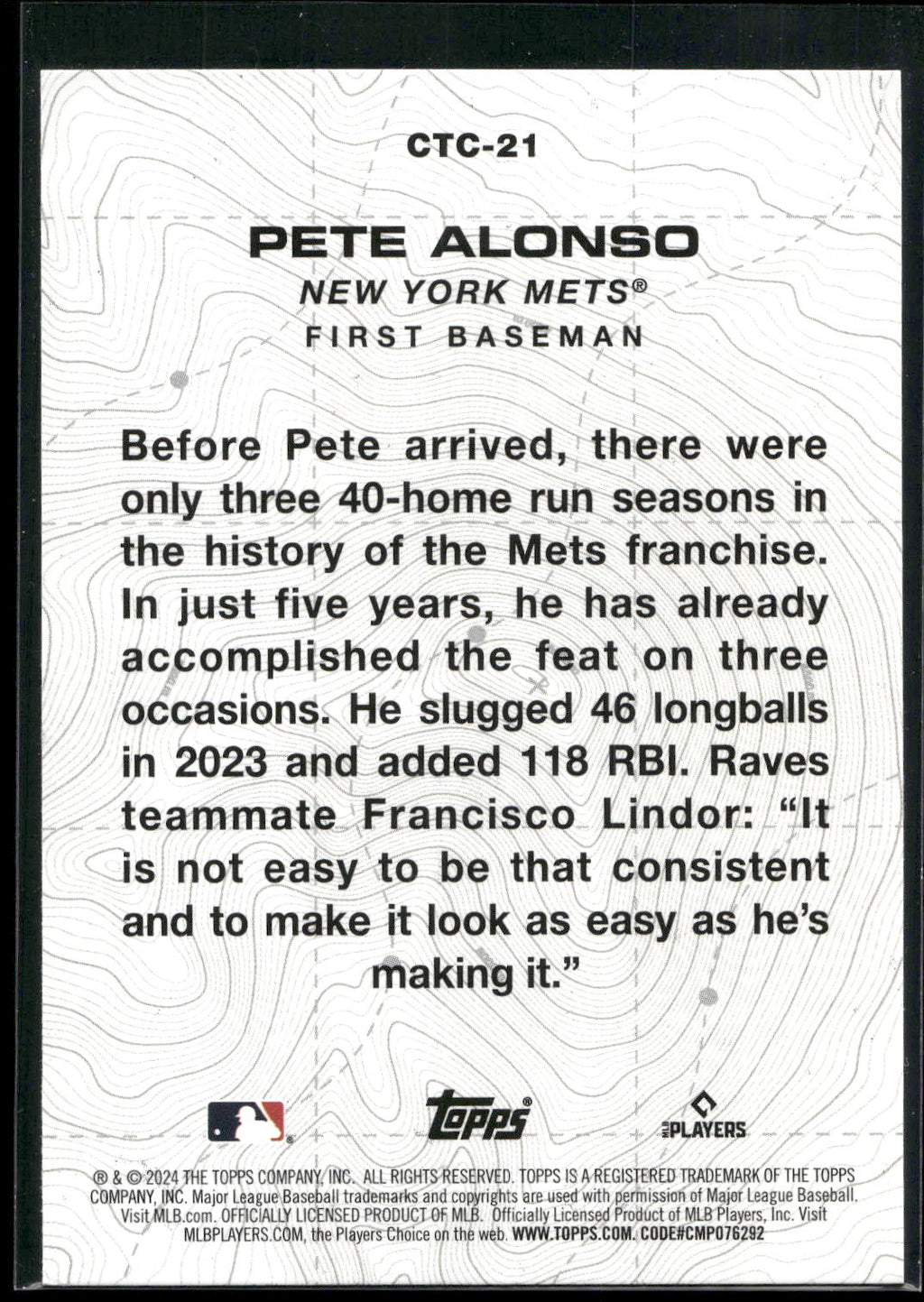 2024 Topps #CTC-21 Pete Alonso City to City