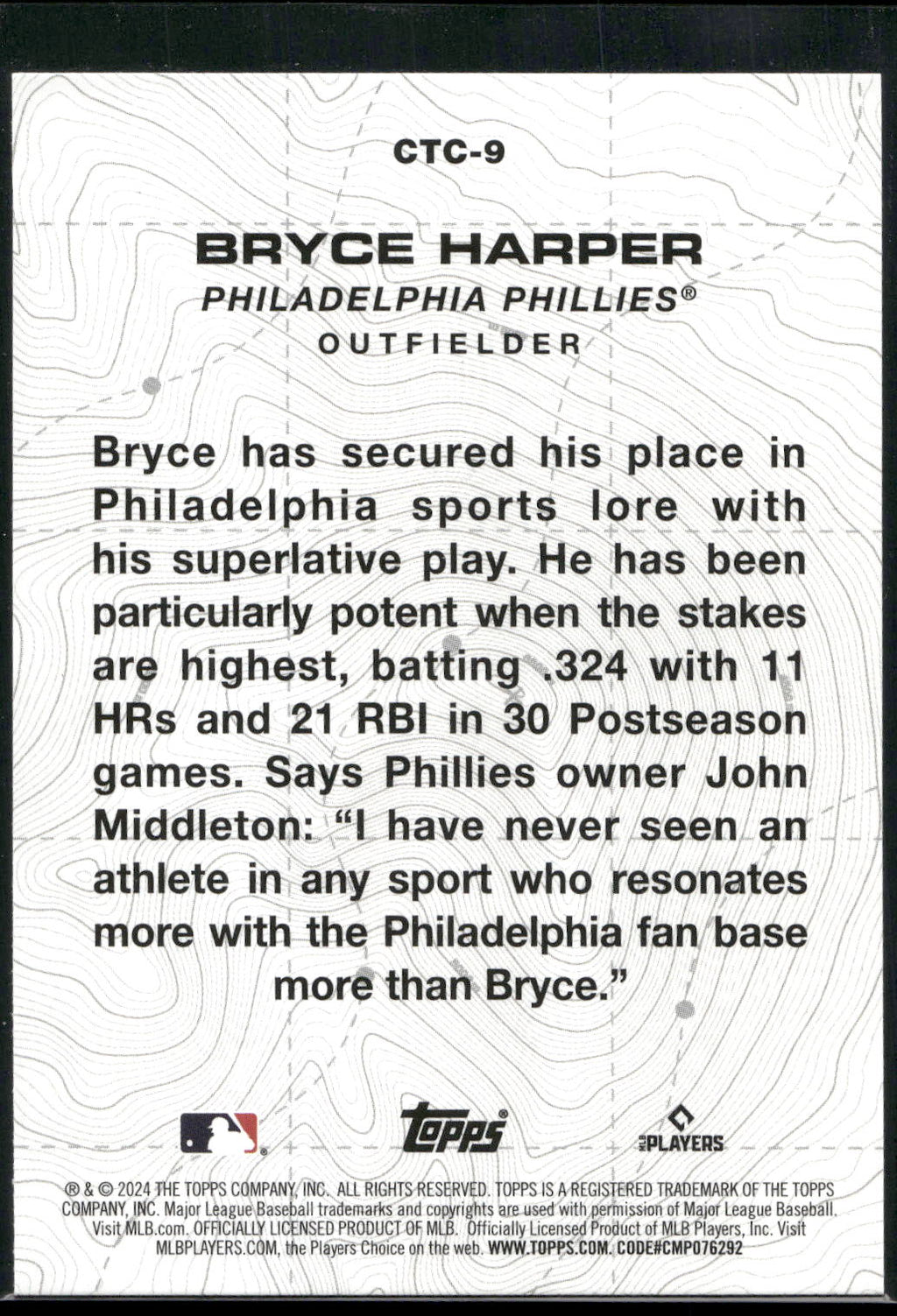 2024 Topps #CTC-9 Bryce Harper City to City
