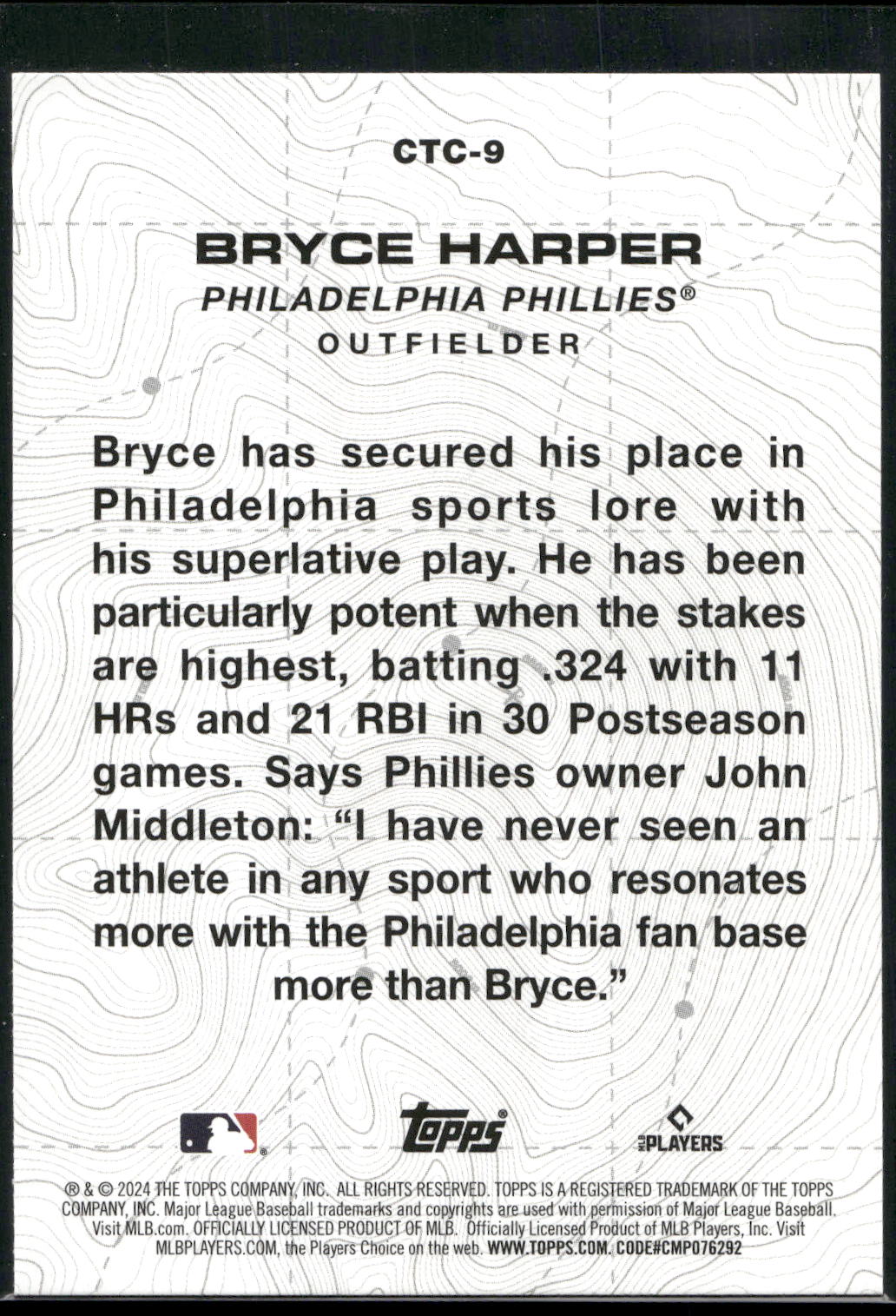 2024 Topps #CTC-9 Bryce Harper City to City