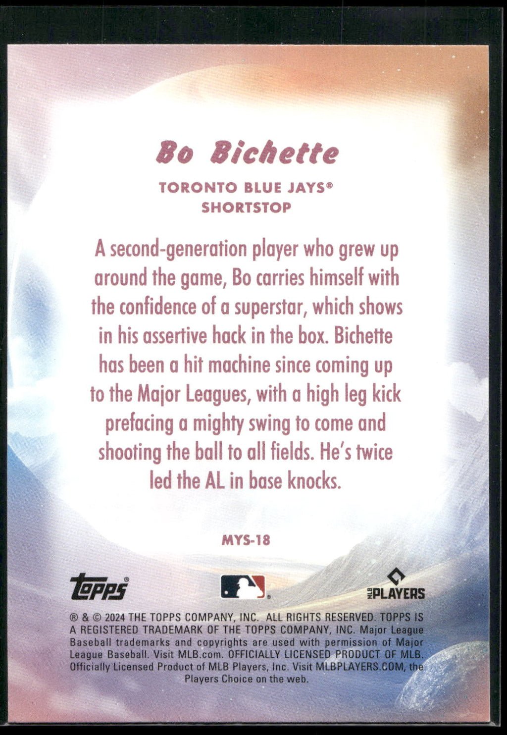 2024 Topps Update #MYS-18 Bo Bichette Mystical