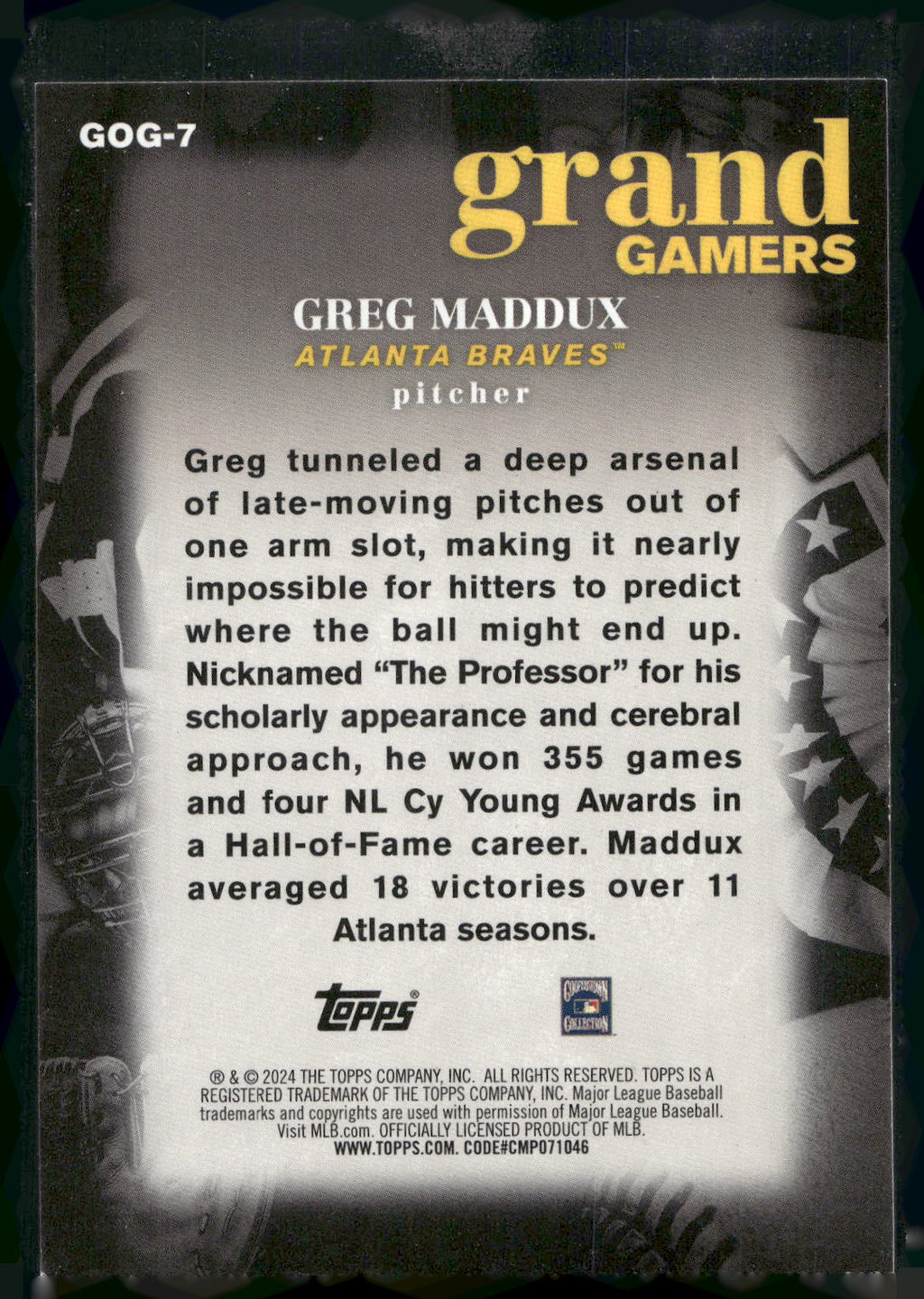2024 Topps #GOG-7 Greg Maddux Grand Gamers