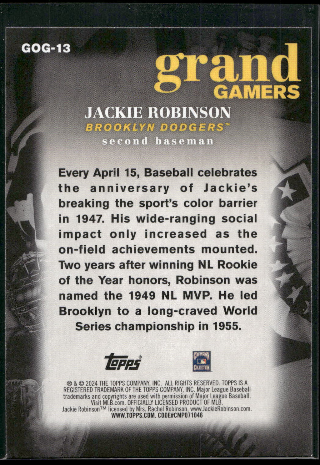 2024 Topps #GOG-13 Jackie Robinson Grand Gamers