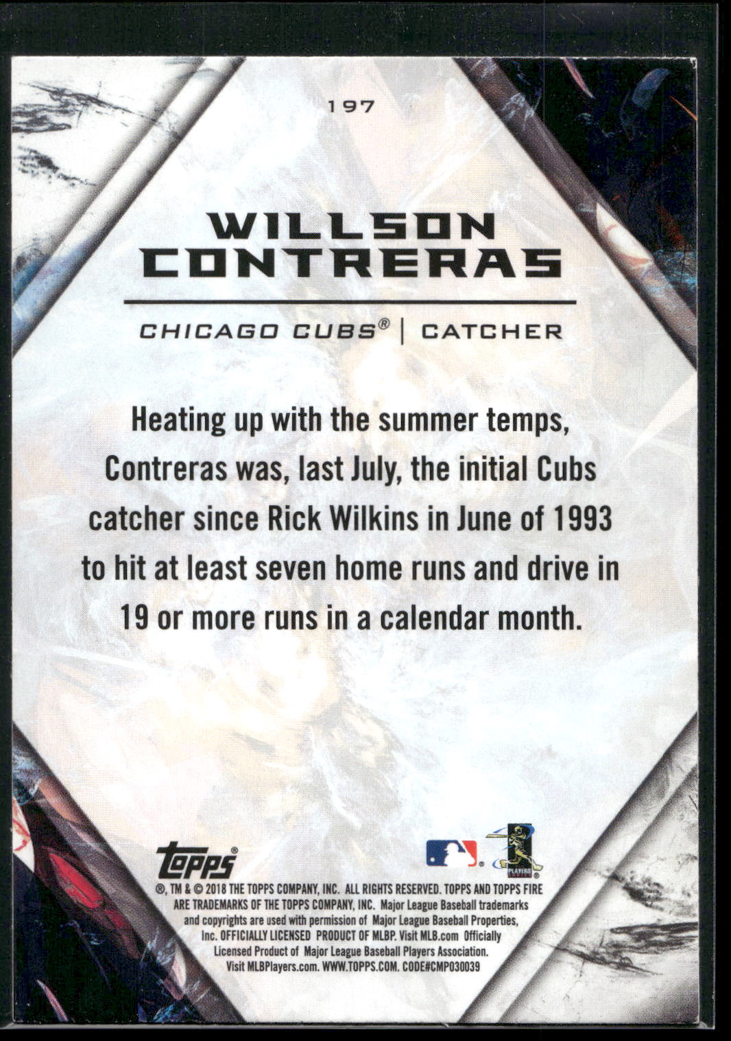 2018 Topps Fire #197 Willson Contreras