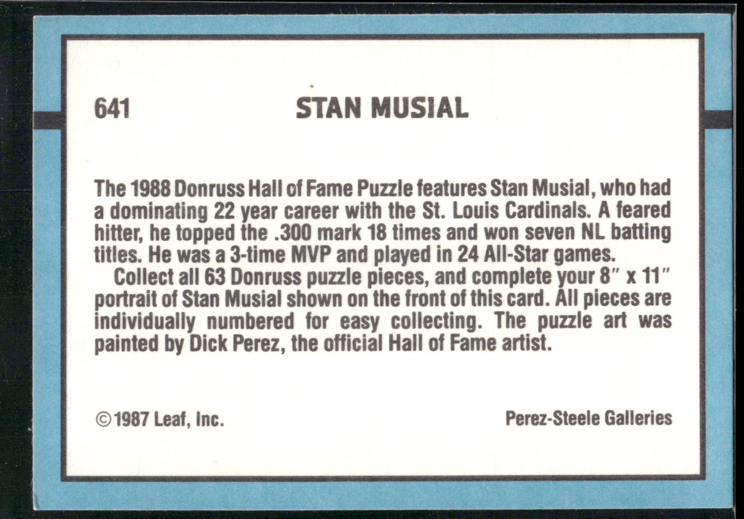 1988 Donruss #641 Stan Musial