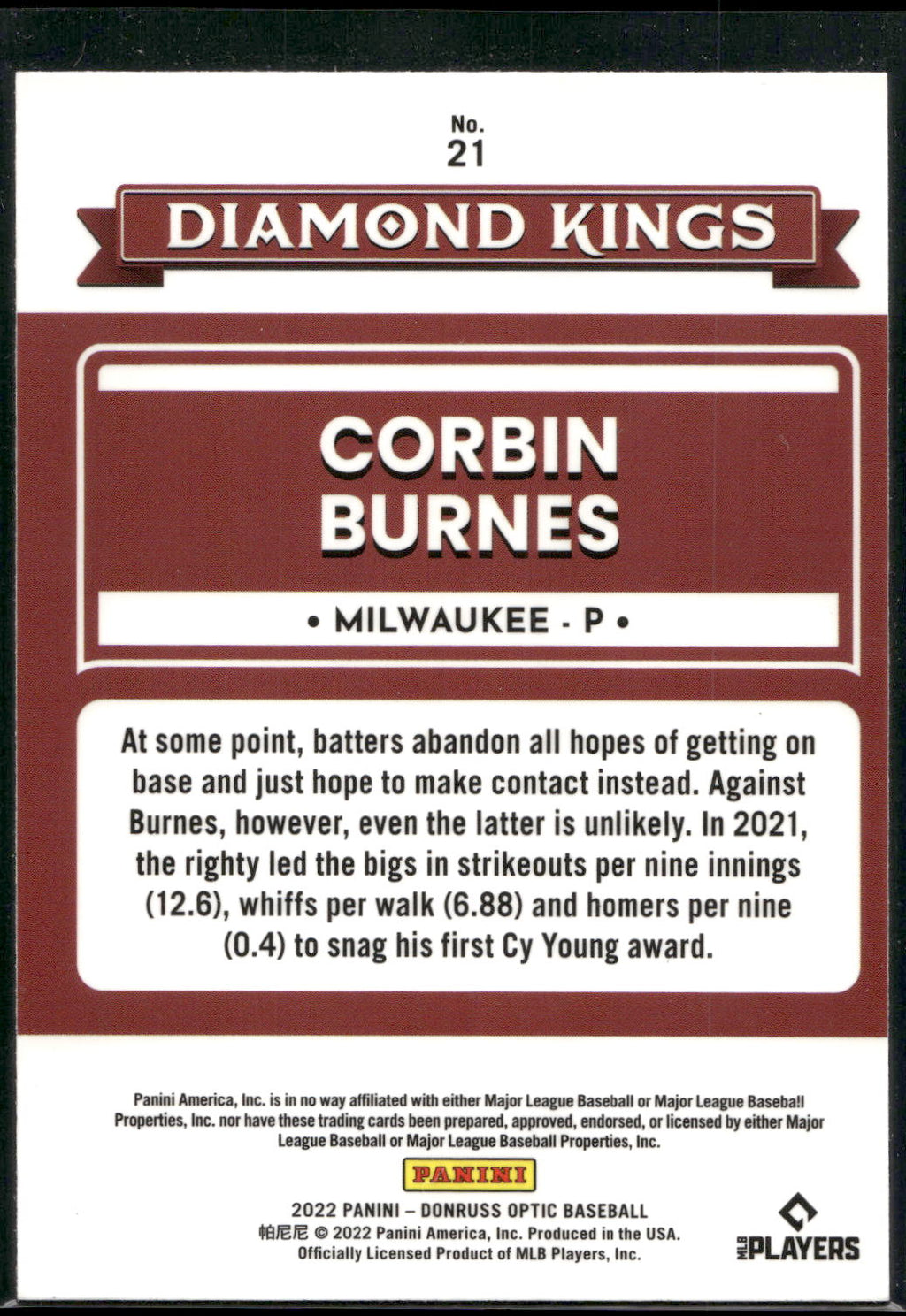 2022 Donruss Optic #21 Corbin Burnes