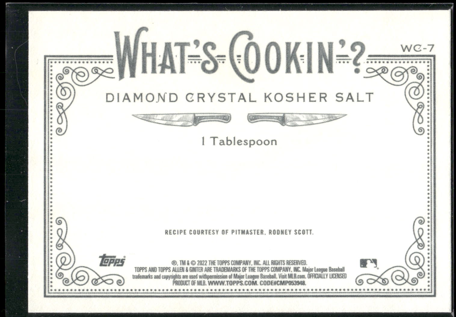 2022 Topps Allen & Ginter #WC-7 Diamond Crystal Kosher Salt What's Cookin'?