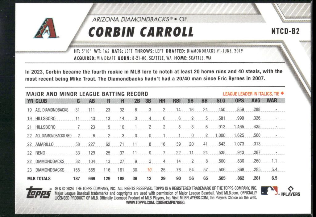 2024 Topps Trading Card Day #NTCD-B2 Corbin Carroll