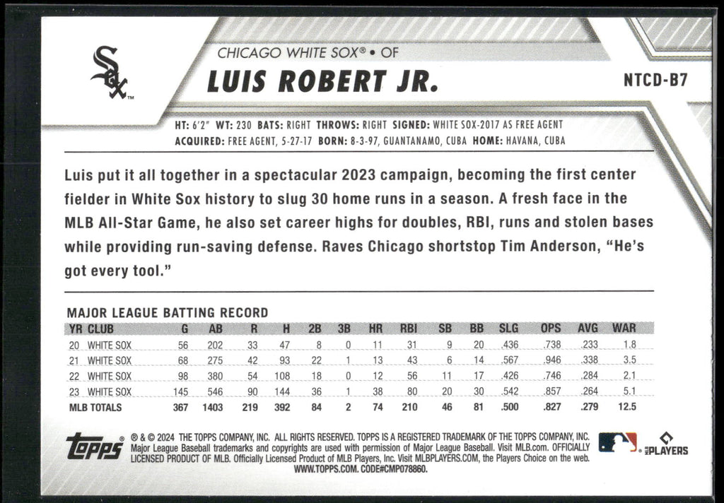 2024 Topps Trading Card Day #NTCD-B7 Luis Robert Jr.