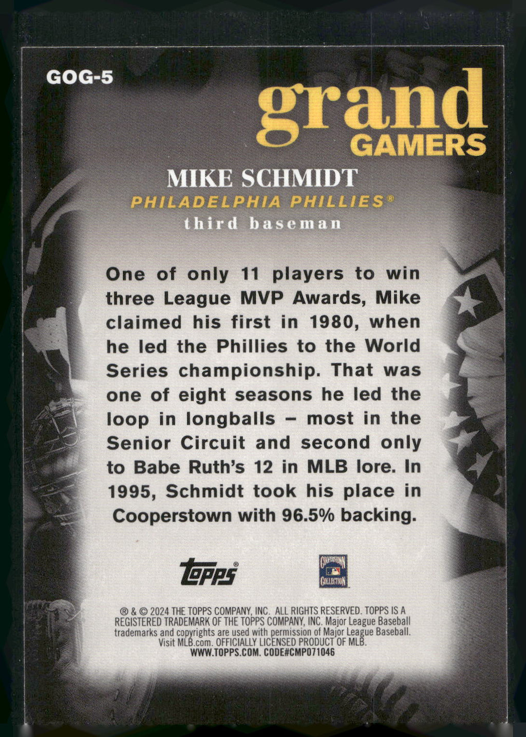 2024 Topps #GOG-5 Mike Schmidt Grand Gamers Blue