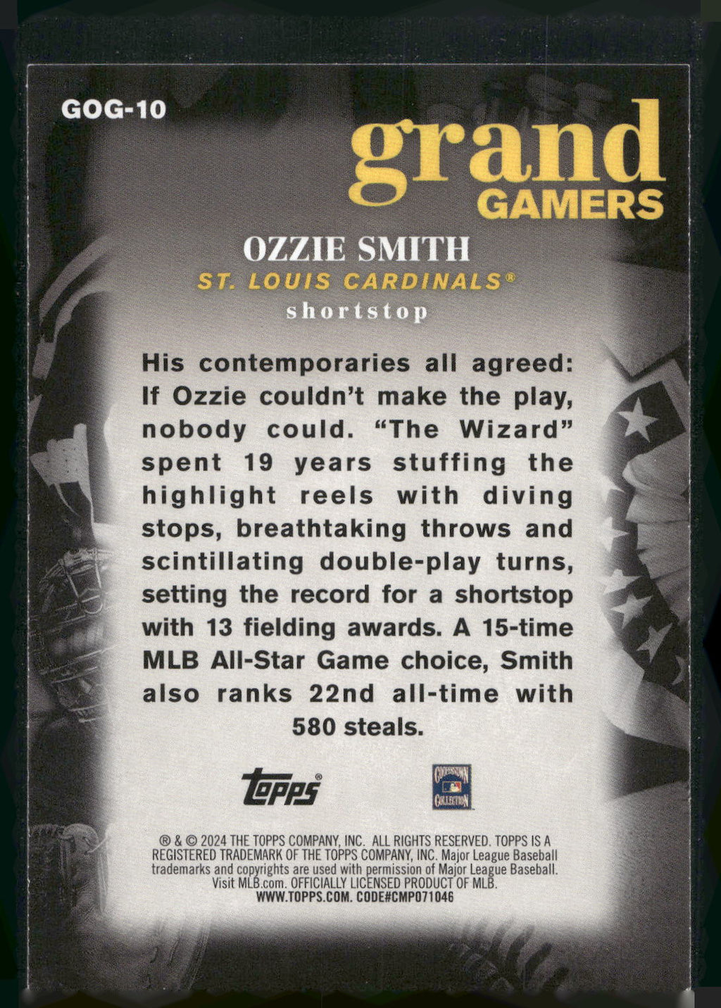 2024 Topps #GOG-10 Ozzie Smith Grand Gamers