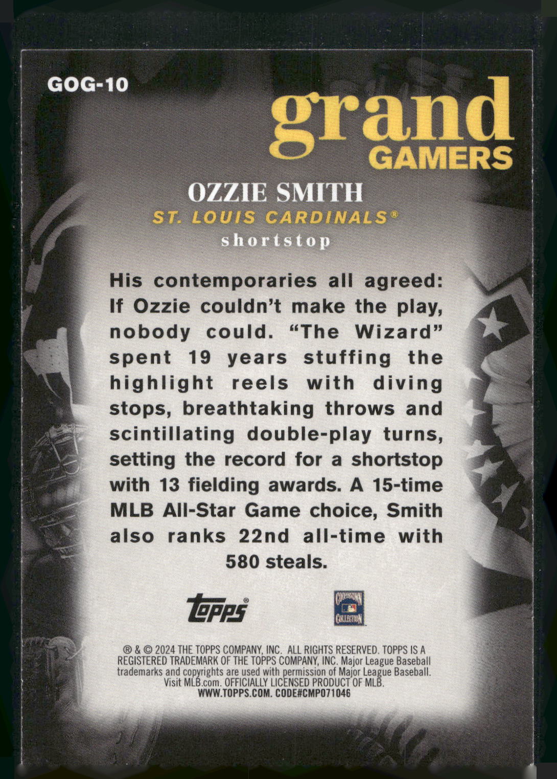 2024 Topps #GOG-10 Ozzie Smith Grand Gamers