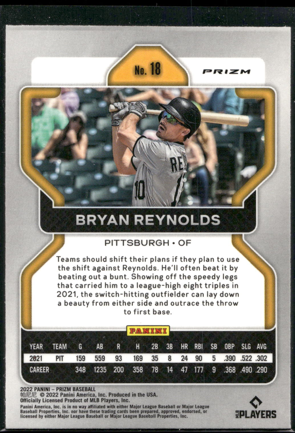 2022 Panini Prizm #18 Bryan Reynolds White Wave Prizm