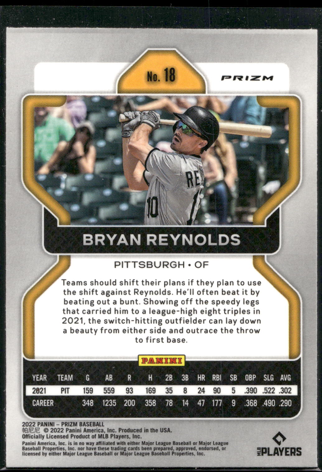 2022 Panini Prizm #18 Bryan Reynolds White Wave Prizm