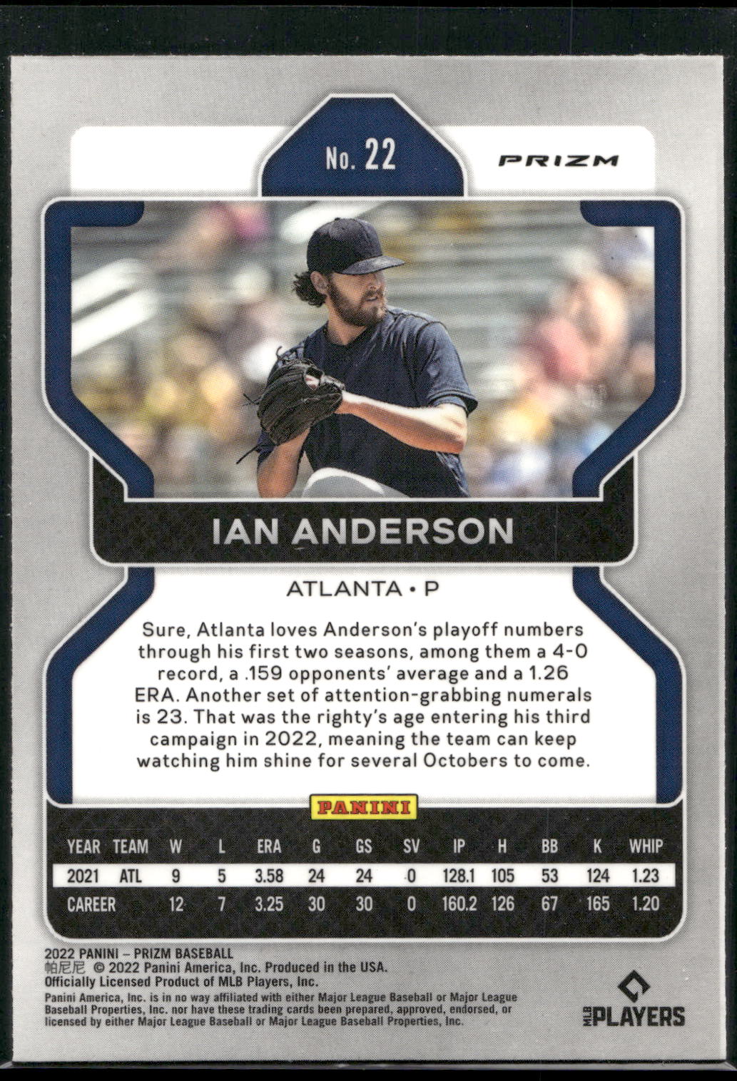 2022 Panini Prizm #22 Ian Anderson White Wave Prizm