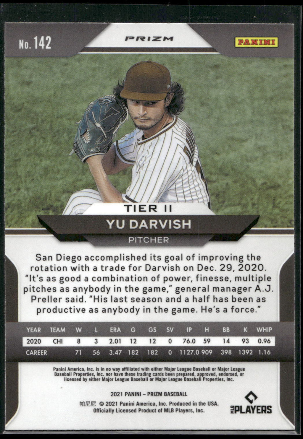 2021 Panini Prizm #142 Yu Darvish Red/White/Blue Prizm