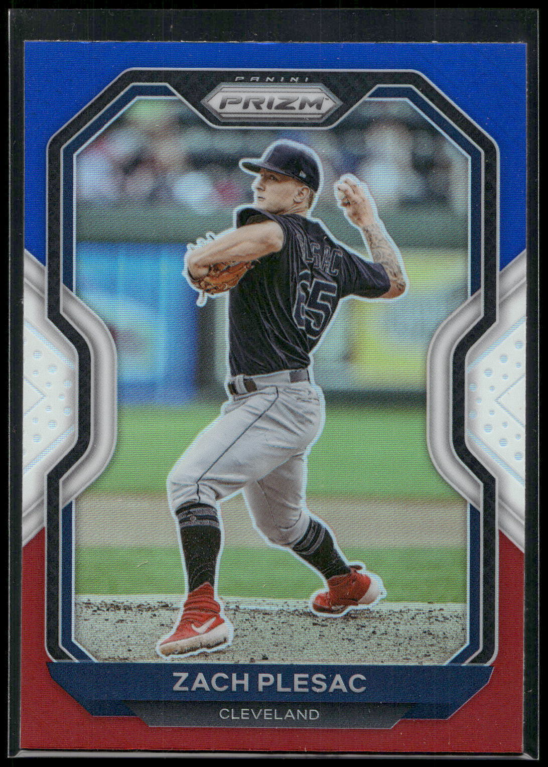 2021 Panini Prizm #42 Zach Plesac Red/White/Blue Prizm