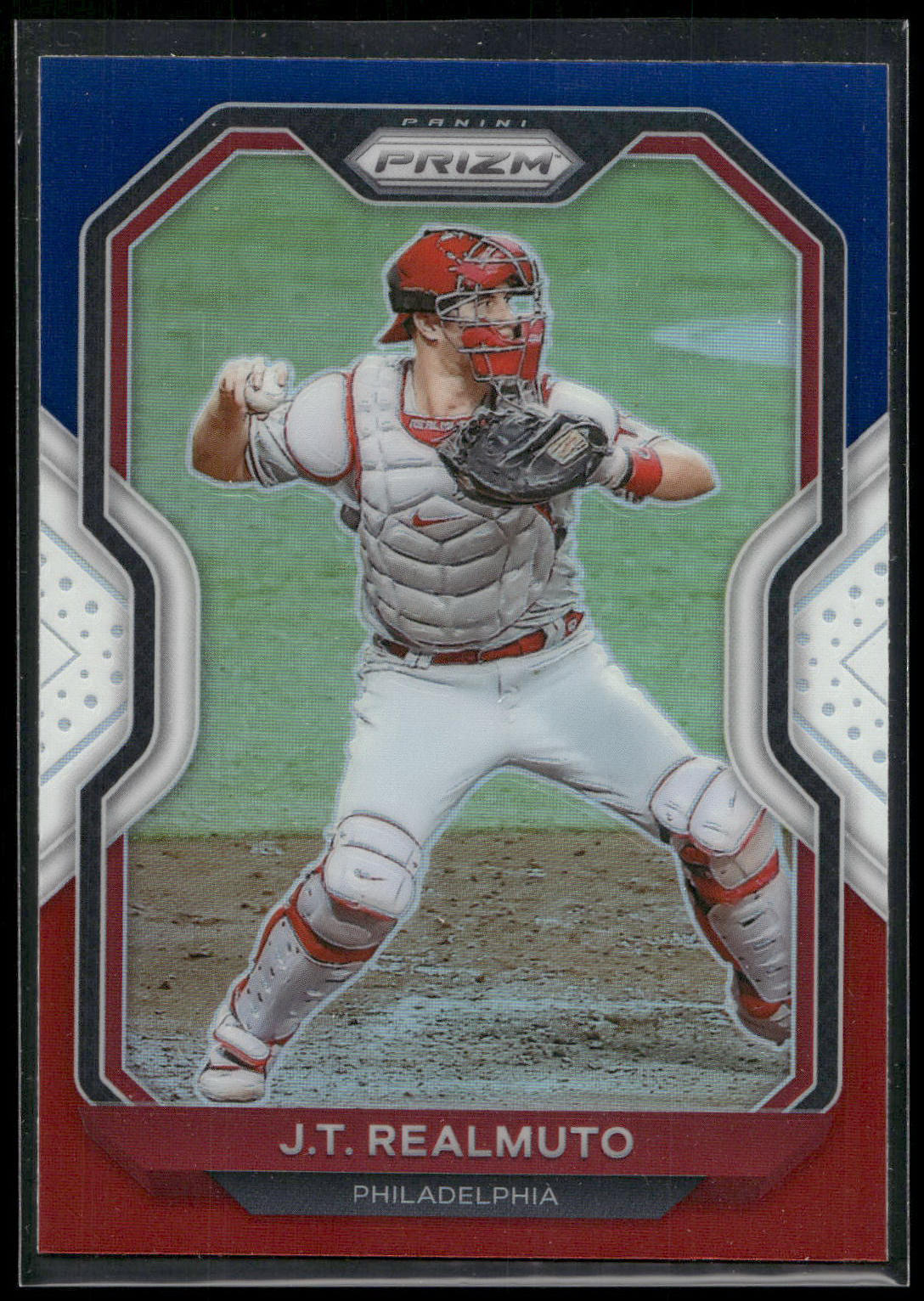 2021 Panini Prizm #214 J.T. Realmuto Red/White/Blue Prizm
