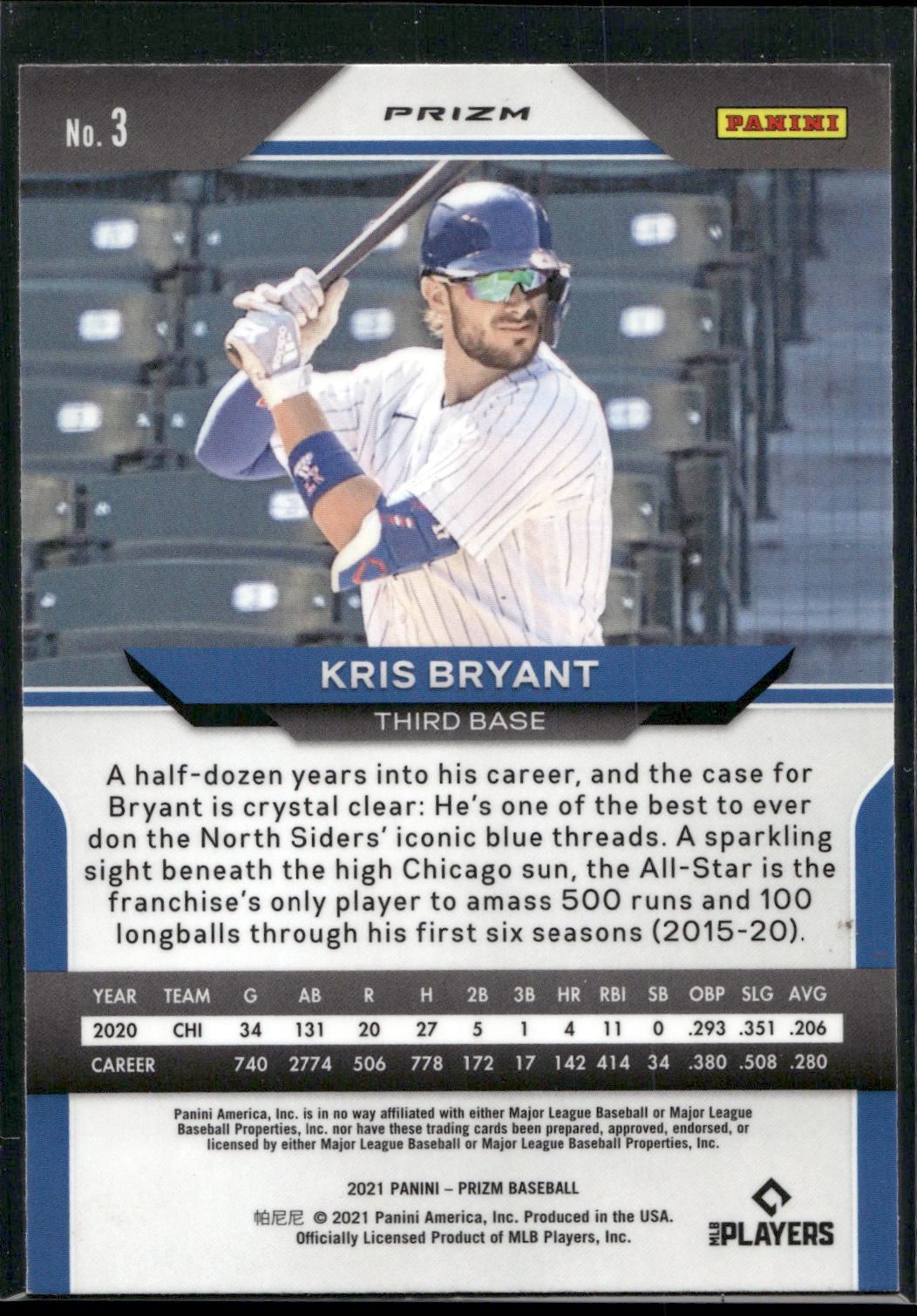 2021 Panini Prizm #3 Kris Bryant Red/White/Blue Prizm
