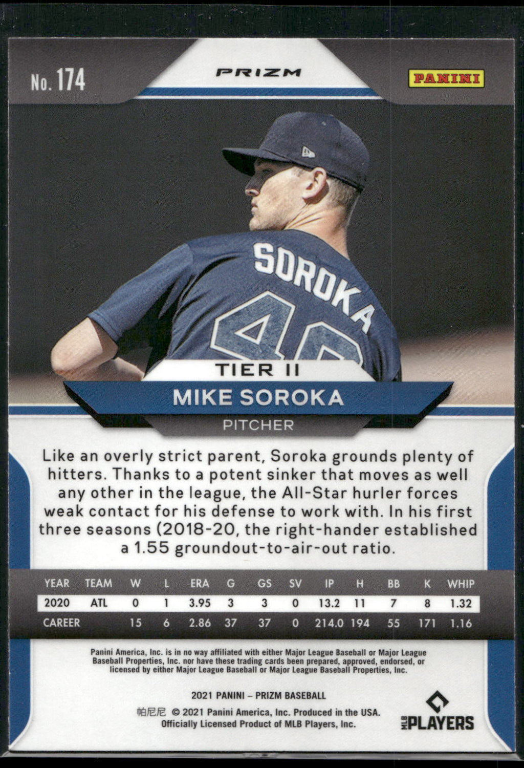 2021 Panini Prizm #174 Mike Soroka Red/White/Blue Prizm