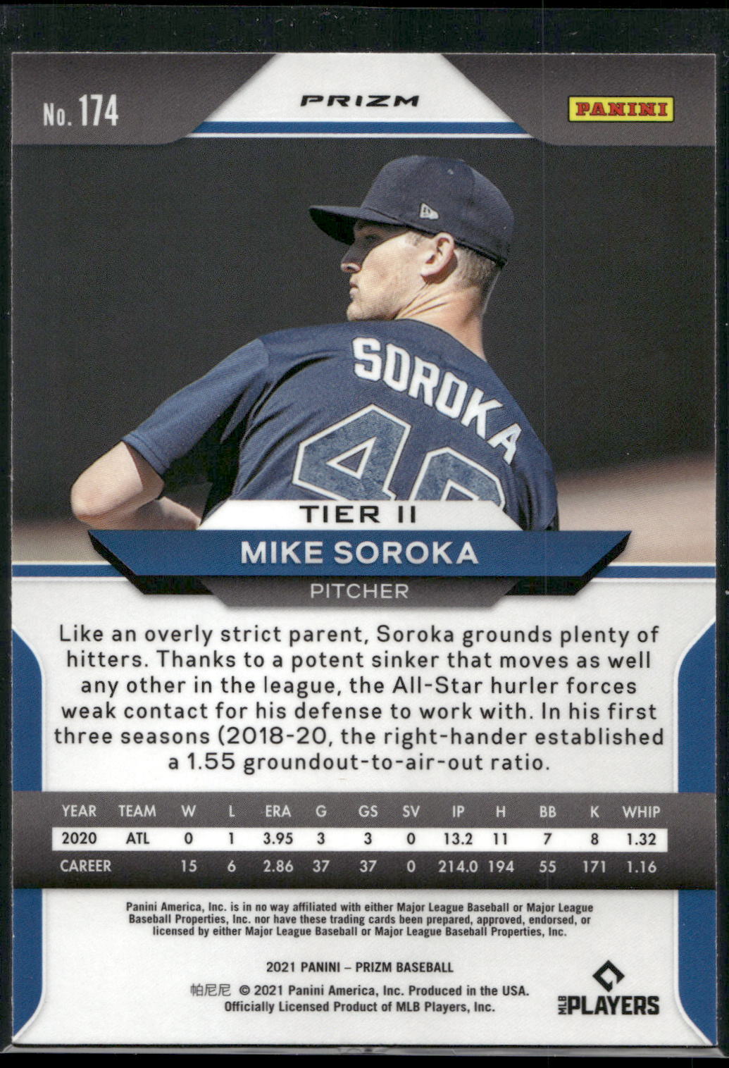 2021 Panini Prizm #174 Mike Soroka Red/White/Blue Prizm
