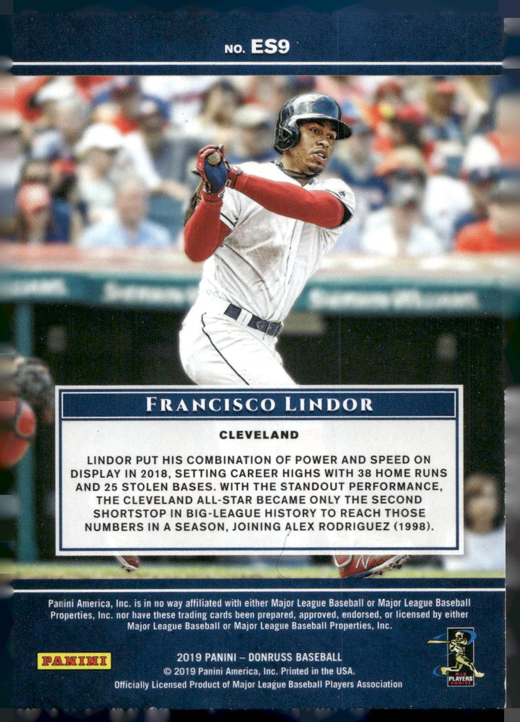 2019 Donruss #ES9 Francisco Lindor Elite Series Pink Fireworks