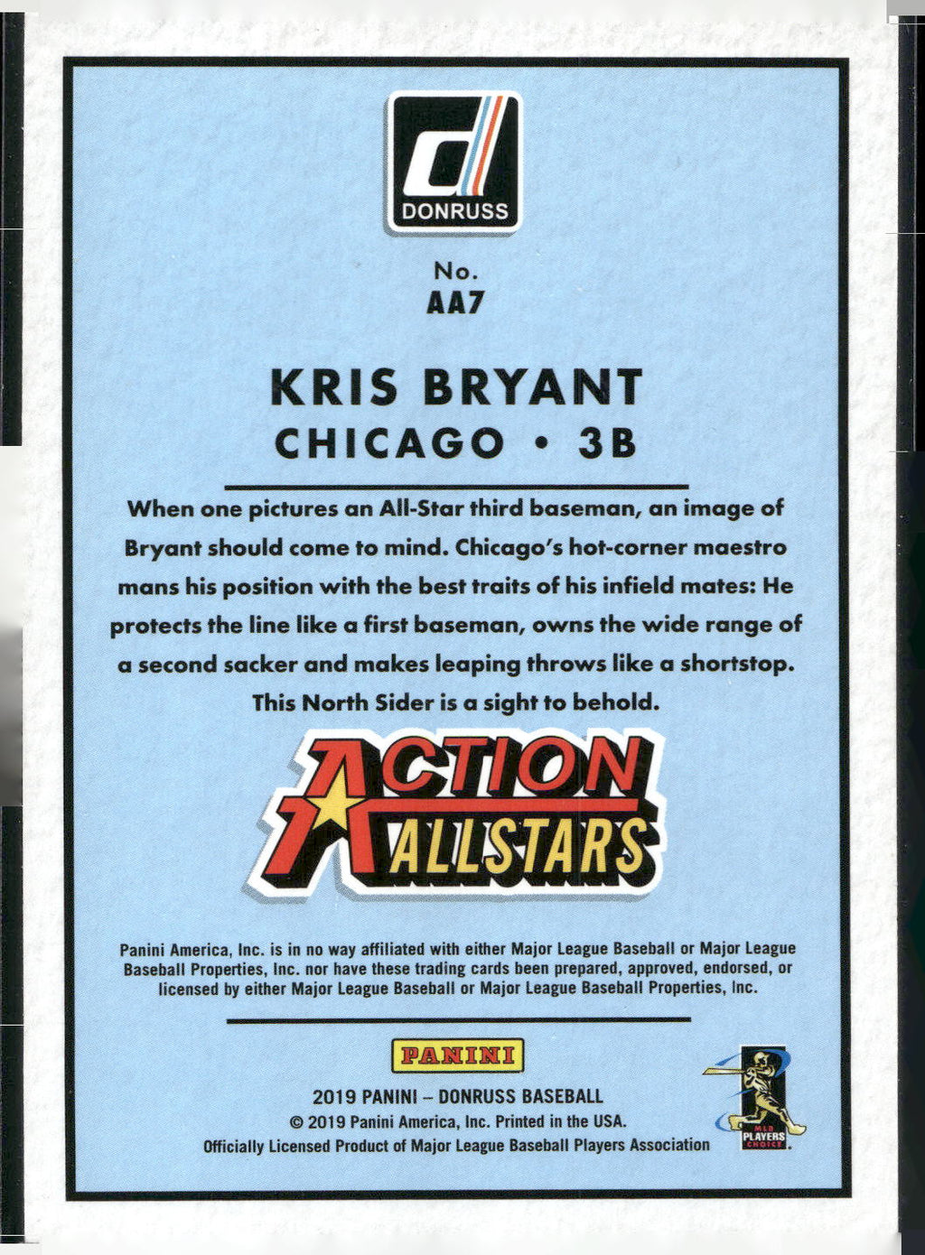 2019 Donruss #AA7 Kris Bryant Action All-Stars Pink Fireworks