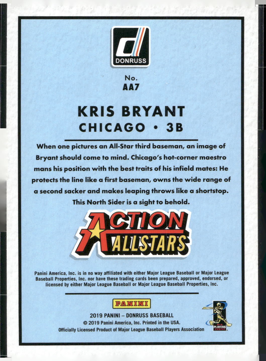 2019 Donruss #AA7 Kris Bryant Action All-Stars Pink Fireworks