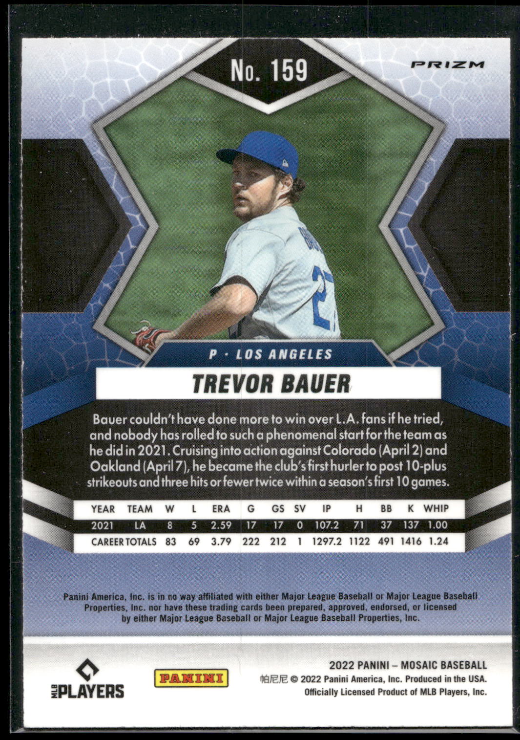2022 Panini Mosaic #159 Trevor Bauer Green Mosaic