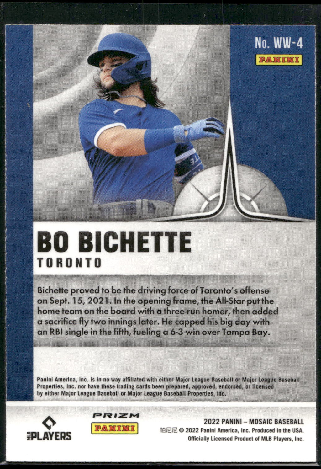 2022 Panini Mosaic #WW-4 Bo Bichette Will to Win Green Mosaic
