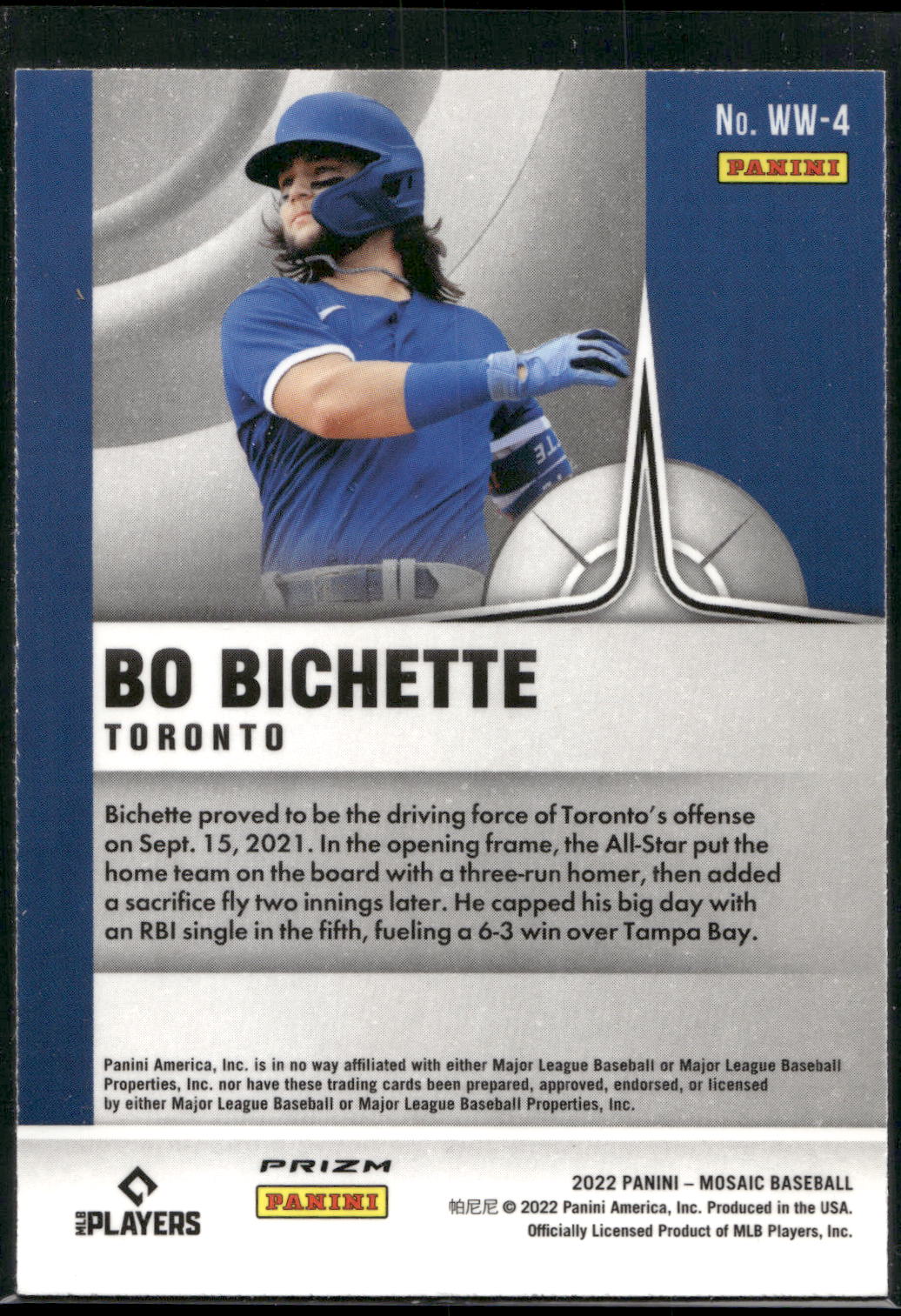 2022 Panini Mosaic #WW-4 Bo Bichette Will to Win Green Mosaic