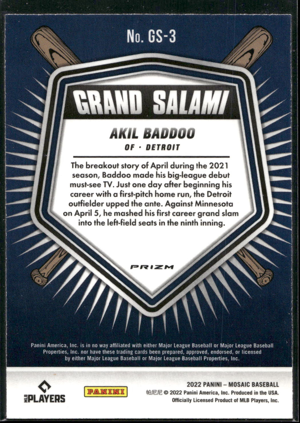 2022 Panini Mosaic #GS-3 Akil Baddoo Grand Salami Green Mosaic