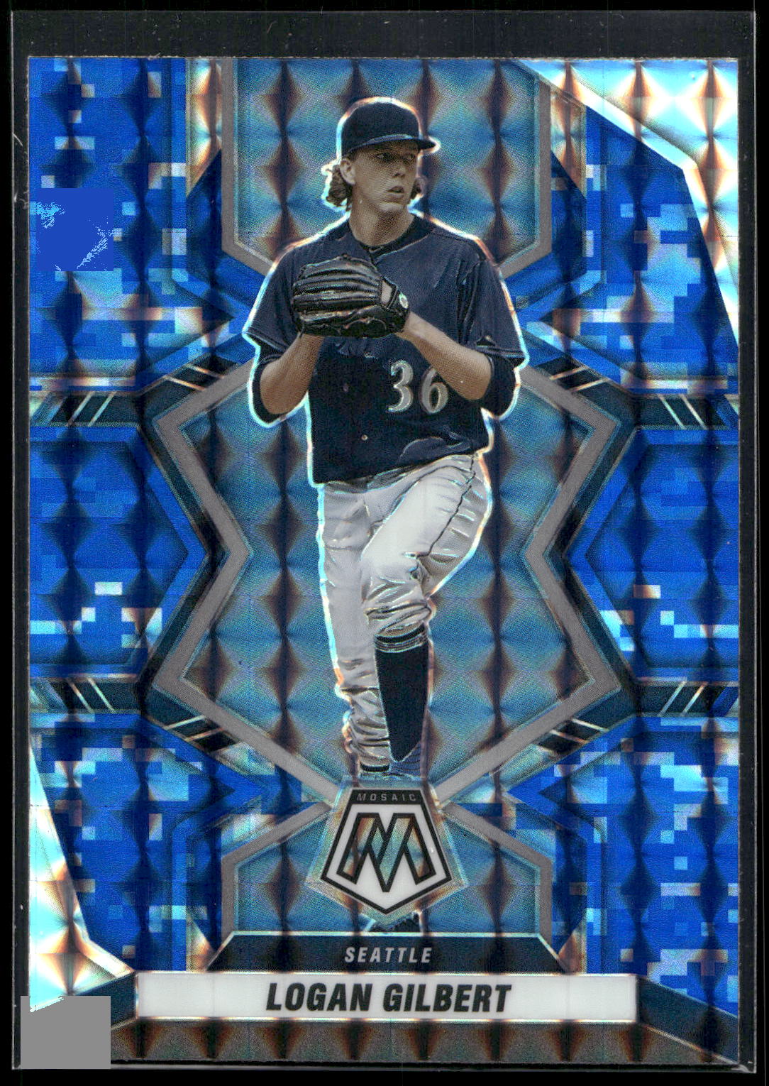 2022 Panini Mosaic #132 Logan Gilbert Blue Camo Mosaic