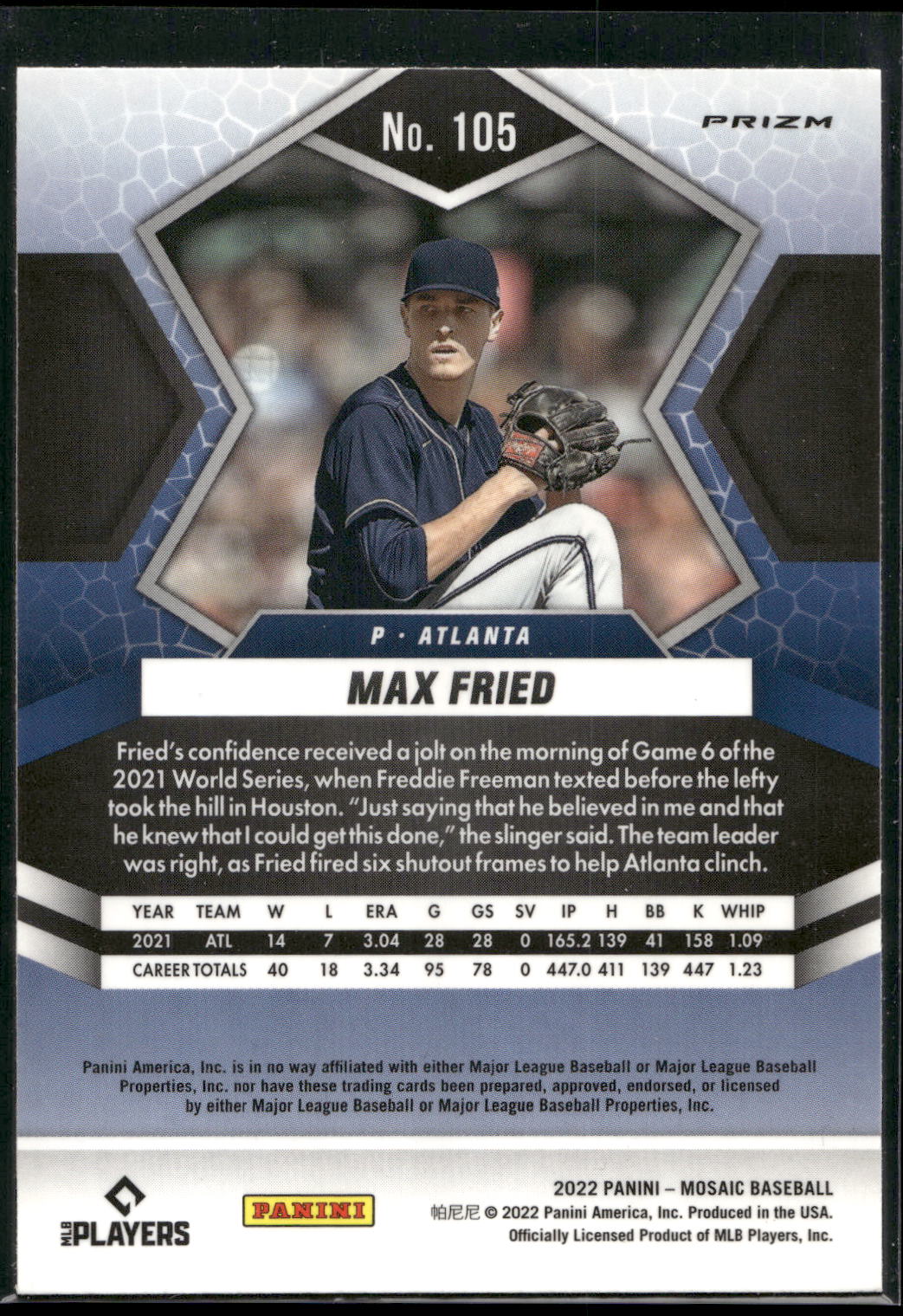 2022 Panini Mosaic #105 Max Fried Genesis Mosaic