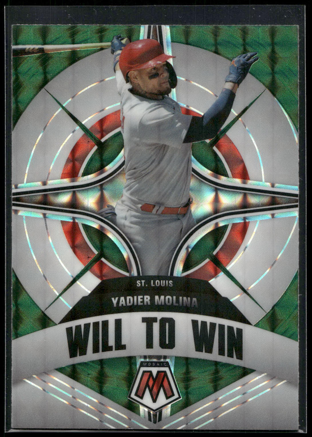 2022 Panini Mosaic #WW-1 Yadier Molina Will to Win Green Mosaic