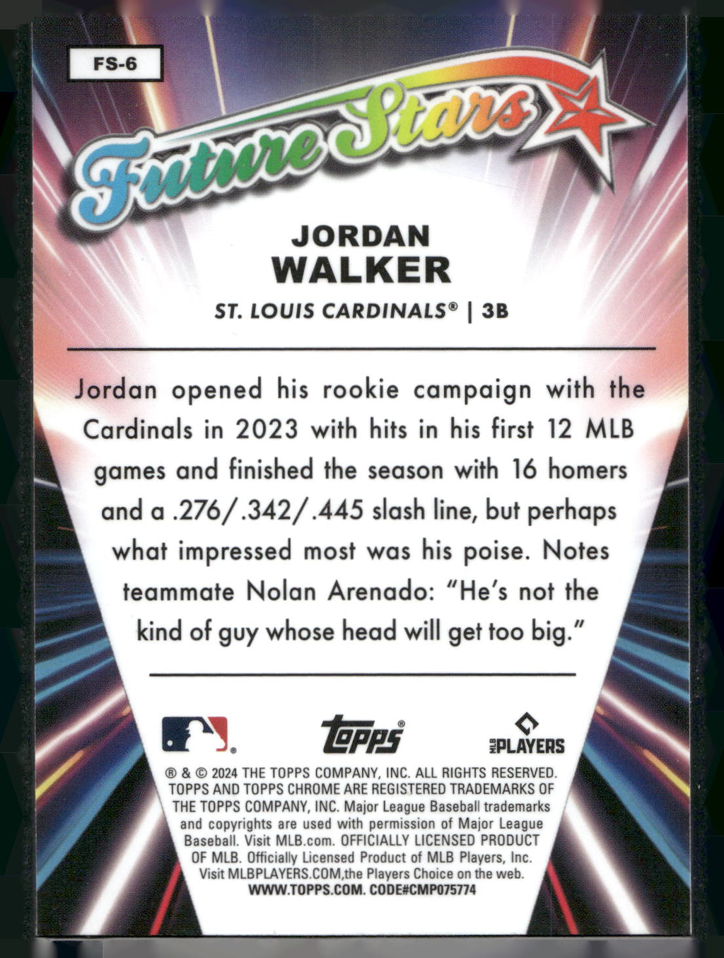 2024 Topps Chrome #FS-6 Jordan Walker Future Stars