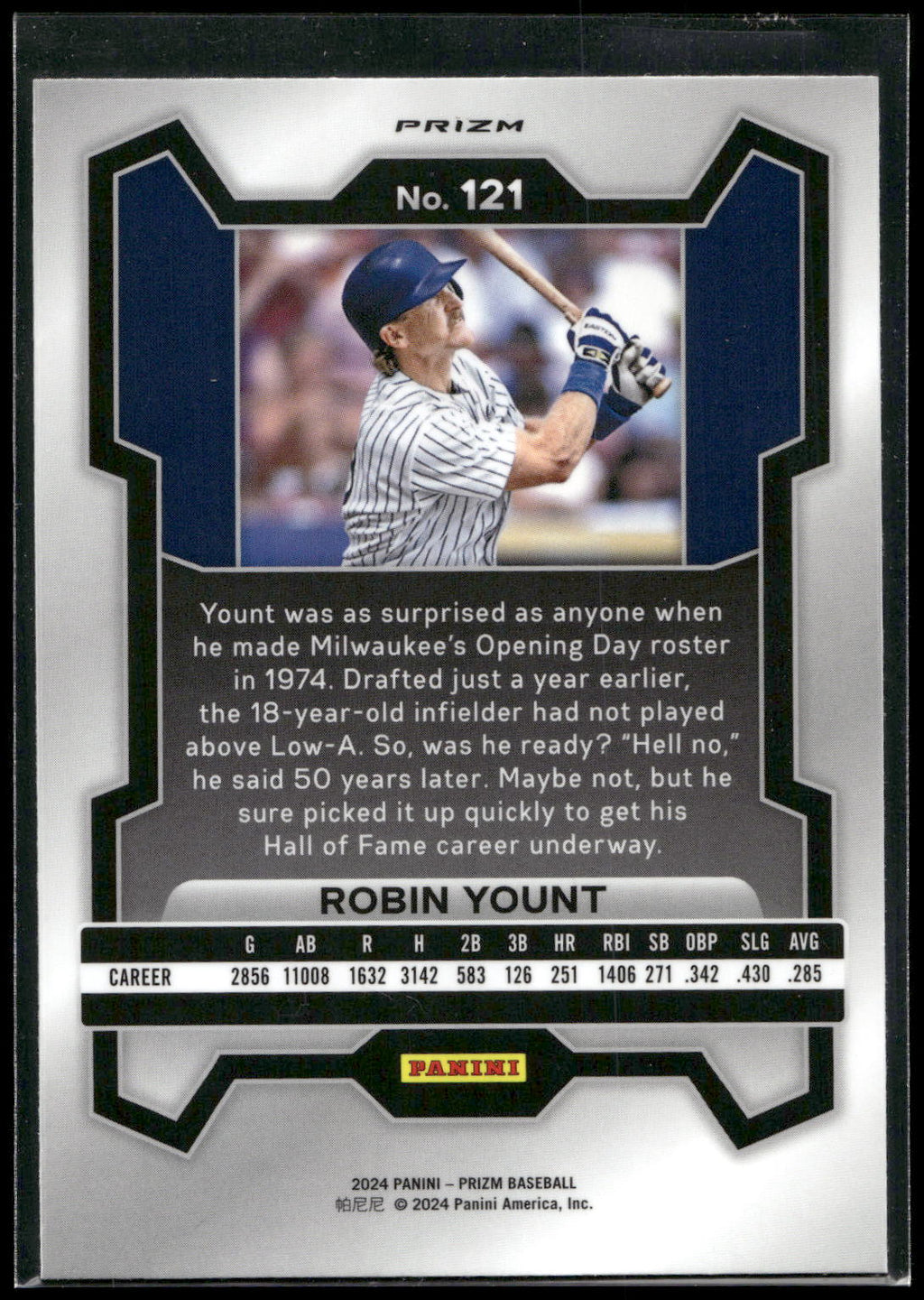 2024 Panini Prizm #121 Robin Yount Silver Prizms