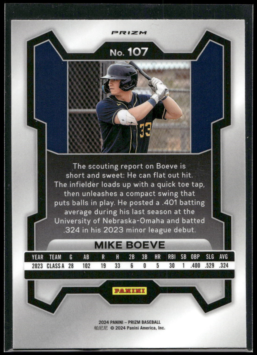 2024 Panini Prizm #107 Mike Boeve Silver Prizms