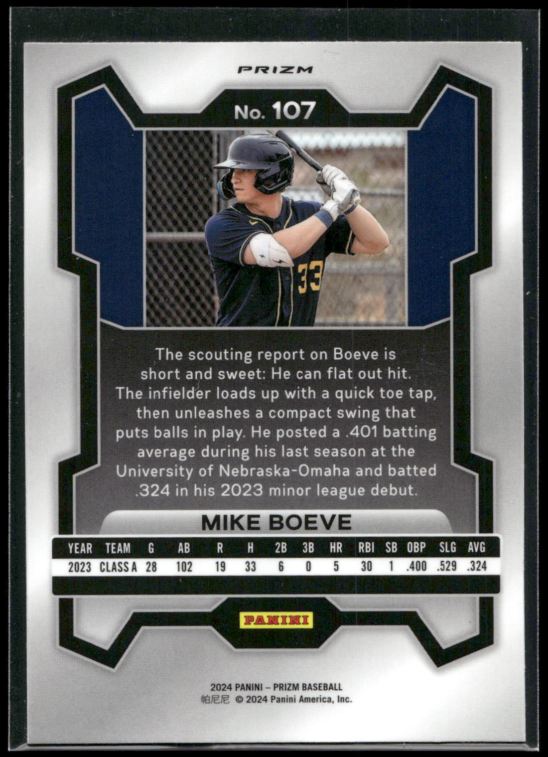 2024 Panini Prizm #107 Mike Boeve Silver Prizms