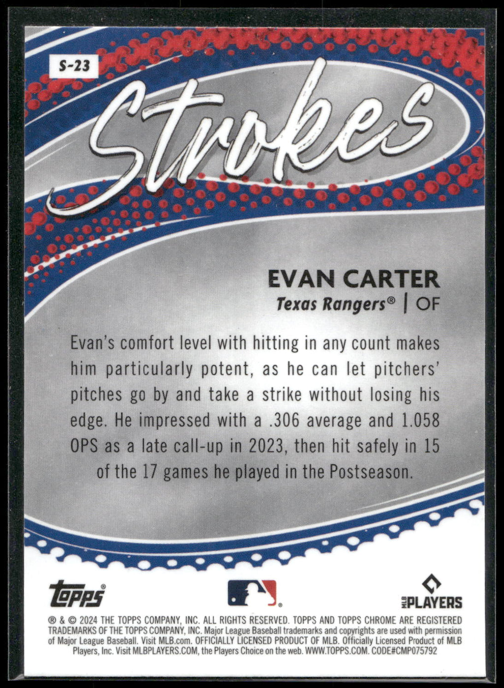 2024 Topps Chrome #S-23 Evan Carter Strokes
