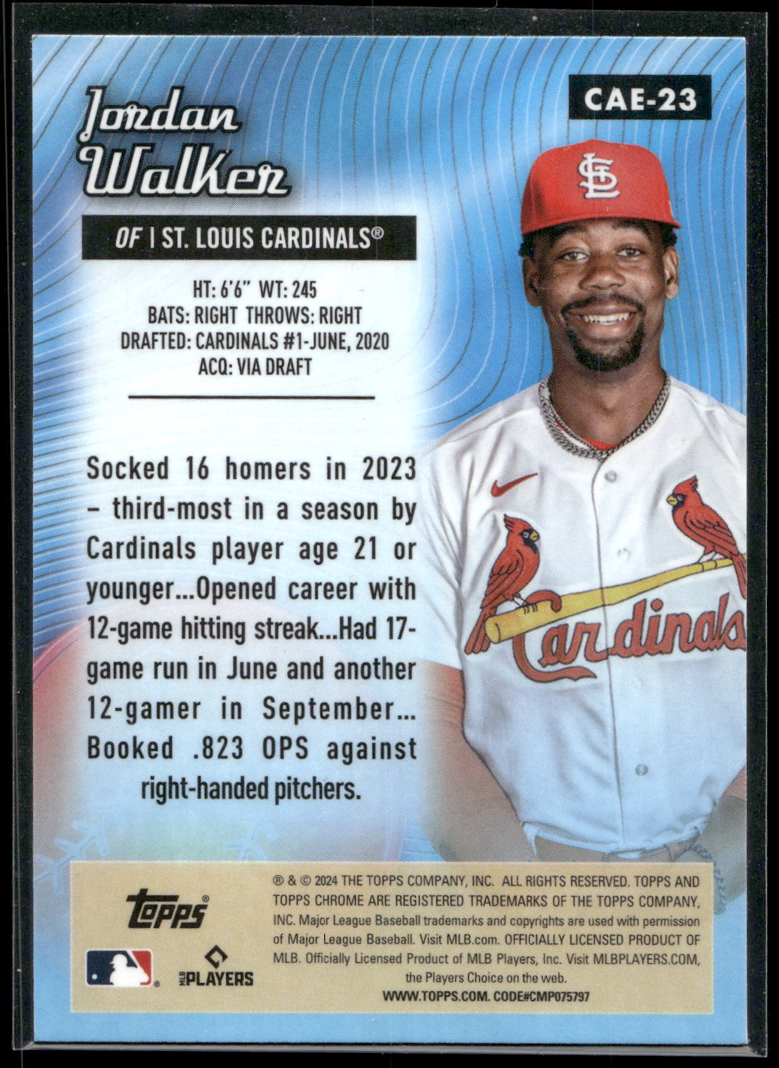 2024 Topps Chrome #CAE-23 Jordan Walker Chrome All-Etch