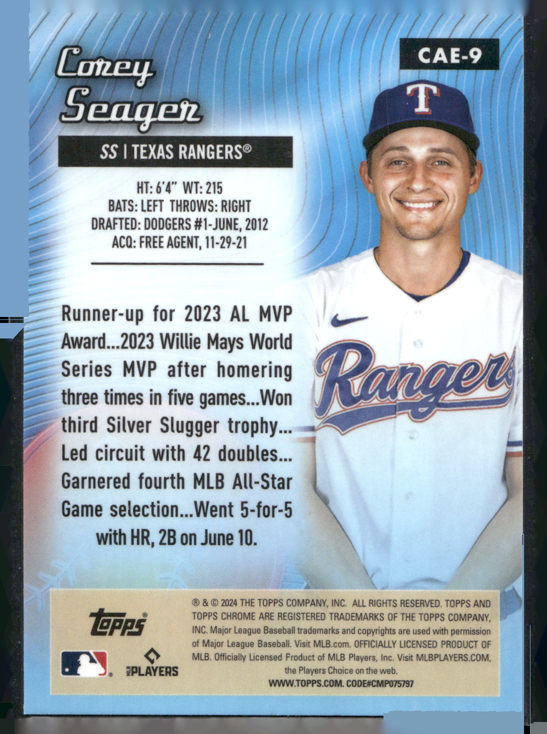 2024 Topps Chrome #CAE-9 Corey Seager Chrome All-Etch