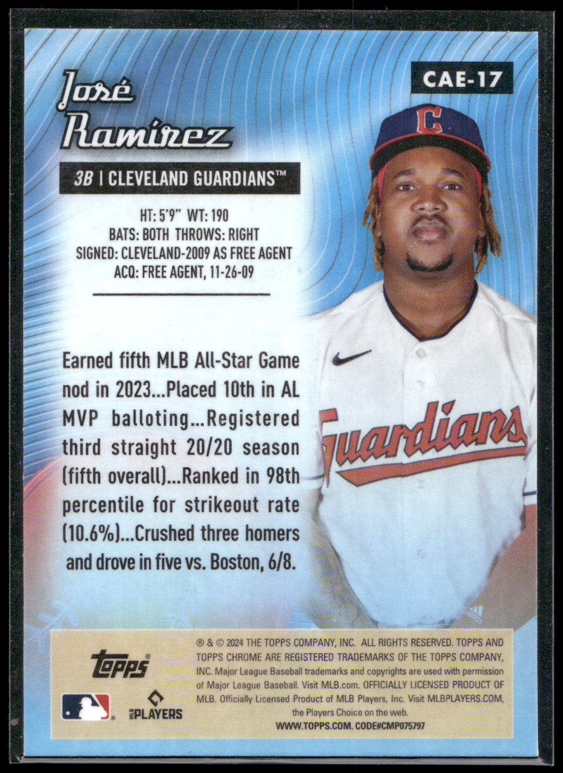 2024 Topps Chrome #CAE-17 Jose Ramirez Chrome All-Etch
