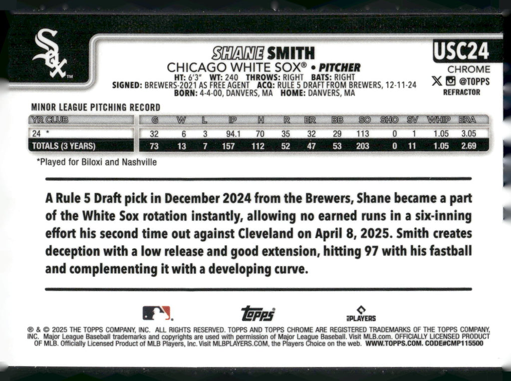 2025 Topps Chrome Update #USC24 Shane Smith